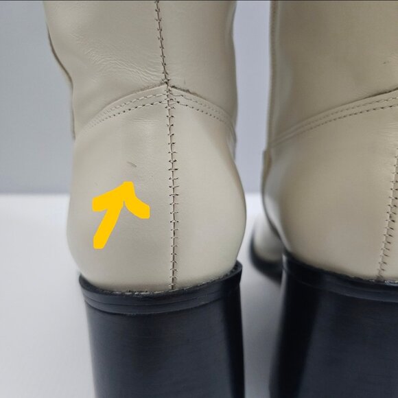 Vince Camuto Sangeti Knee High Boots Women 9 WIDE Ivory Cream Leather Block Heel - Picture 10 of 15